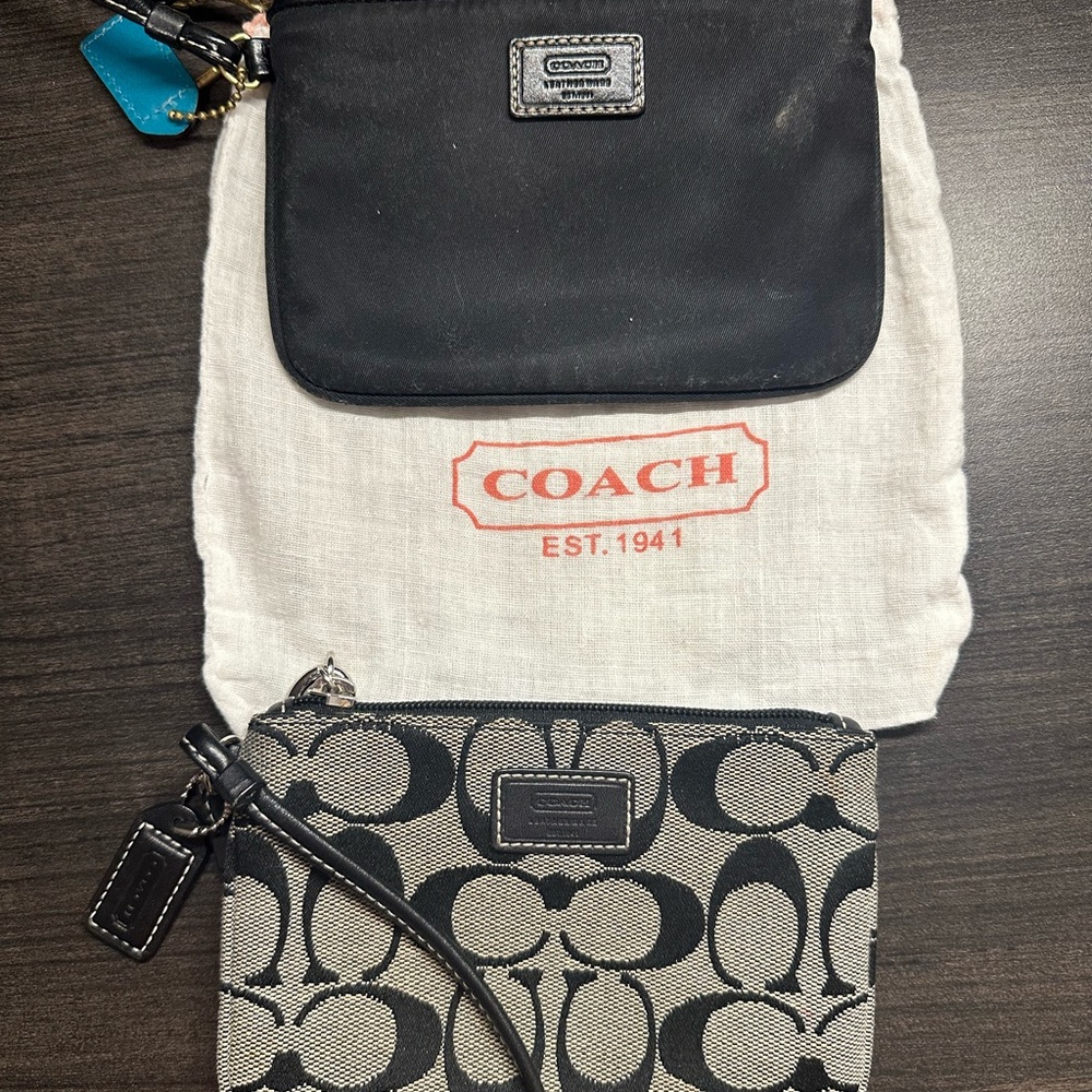 Coach Black and Black/Grey Wristlet Set